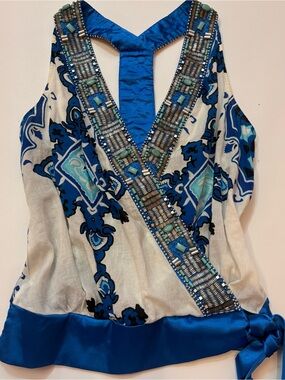 Bebe Beaded V-Neck Tank Top
